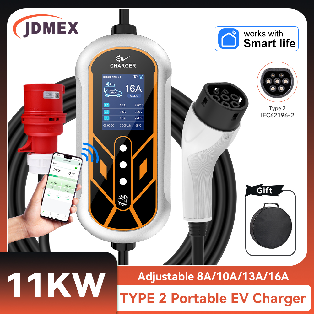 JDMEX 11KW Type2 EV Charger Po - Type 2 Portable Ev Charger 11Kw Cee review and price